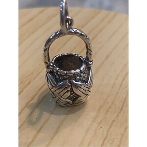 .925 Vintage Ornate Basket with Handle Sterling Silver Jewelry Charm